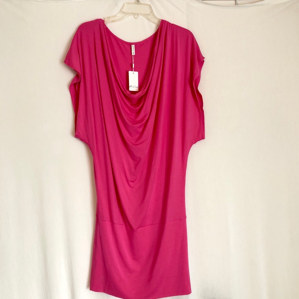 Pink Drapey Boutique Tunic NWT